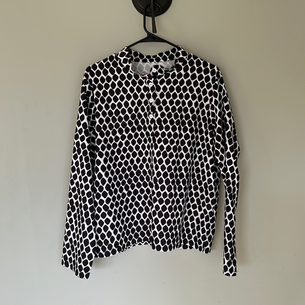 B&W Patterned Long Sleeve Blouse